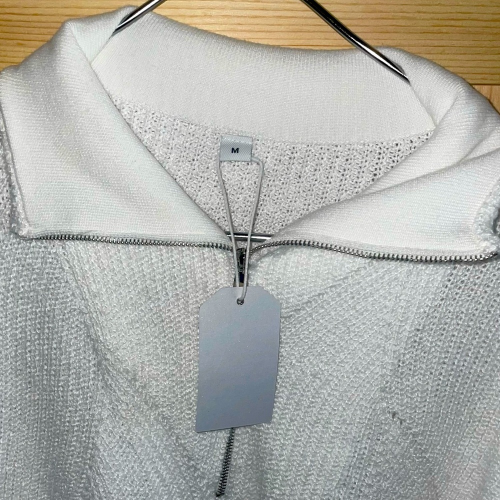 Boutique White knit zipper neck pull over sweater nwt - Picture 5 of 9